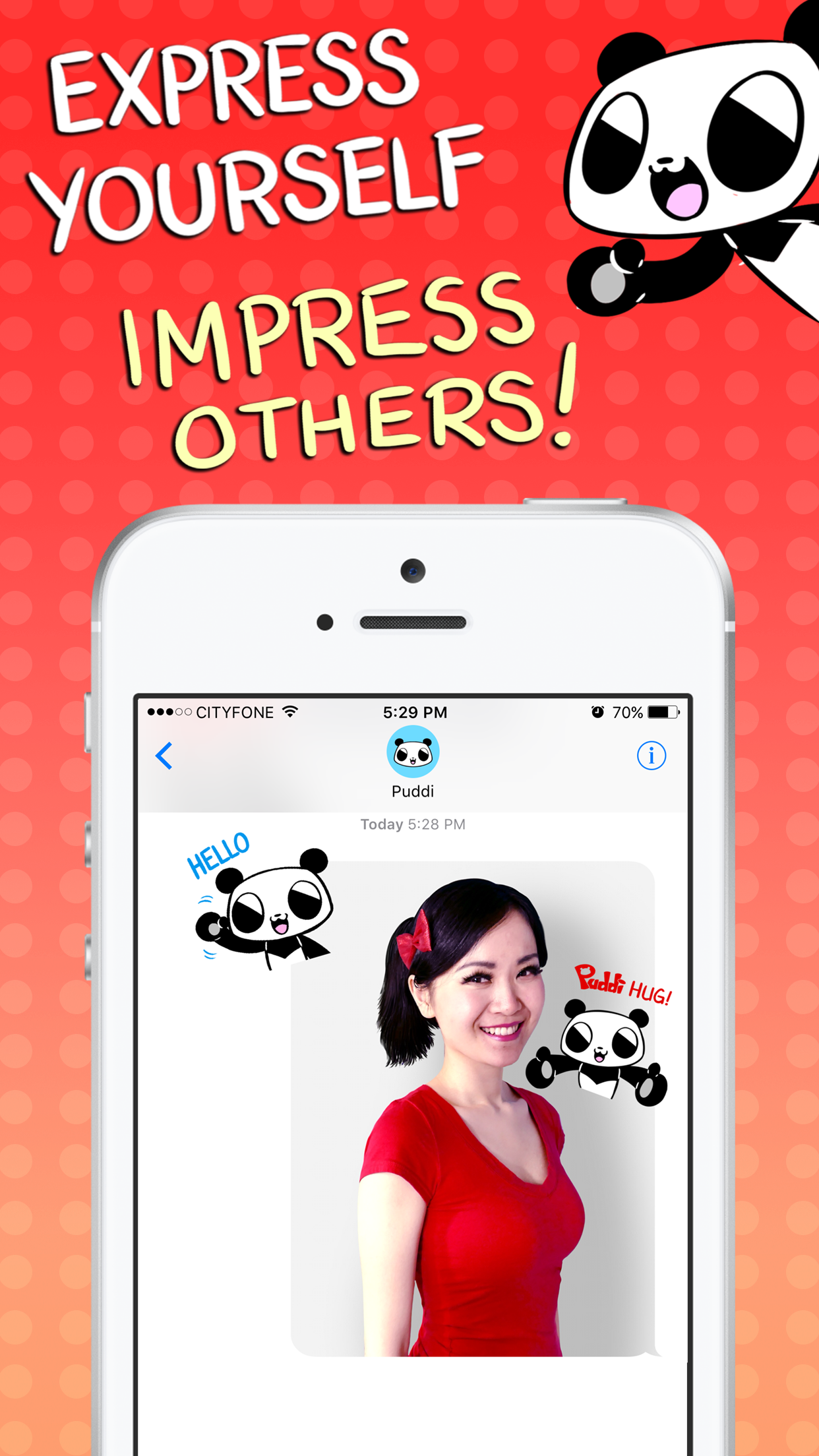 Animated Puddi 
						Panda Stickers screenshot. Express yourself and impress others - customize your 
						photos with animated Puddi Panda stickers!